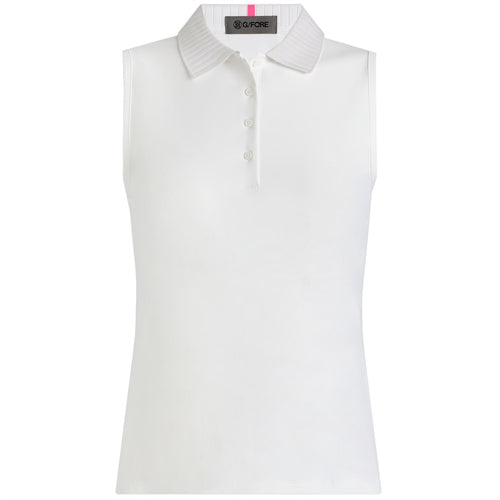 Womens Pleated Silky Tech Nylon SL Polo Snow - SS25