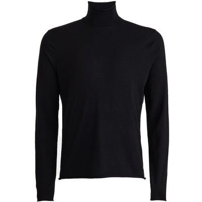 Merino Wool Blended Tailored Fit Turtle Neck Sweater Onyx - AW23