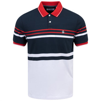 Honeycomb Jacquard Stripe Cotton Blend Polo Bright White