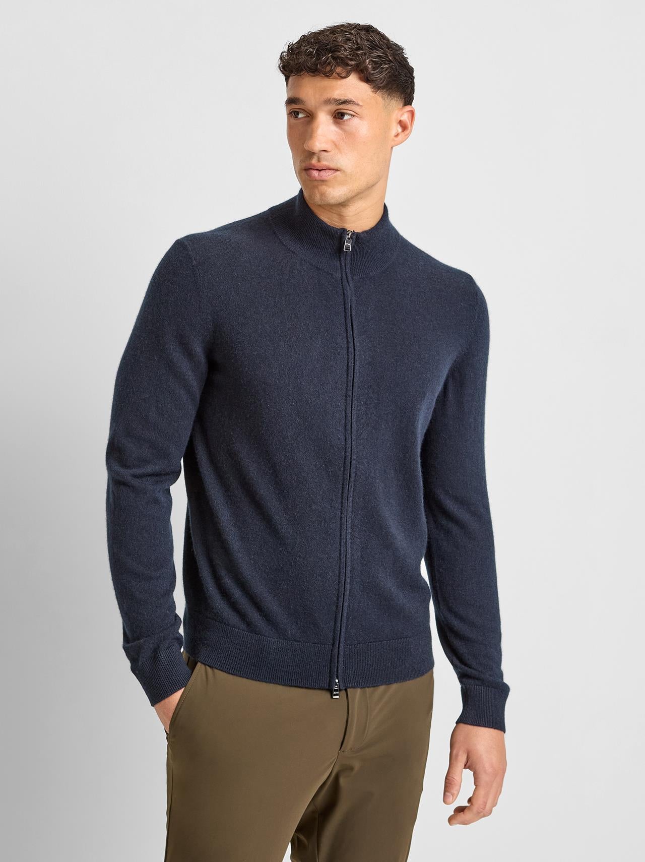 H-Hevoluto Cashmere Full Zip Dark Blue
