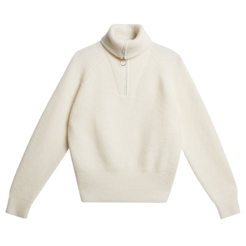 Womens Finja Knitted Zip Sweater Whisper White - AW24