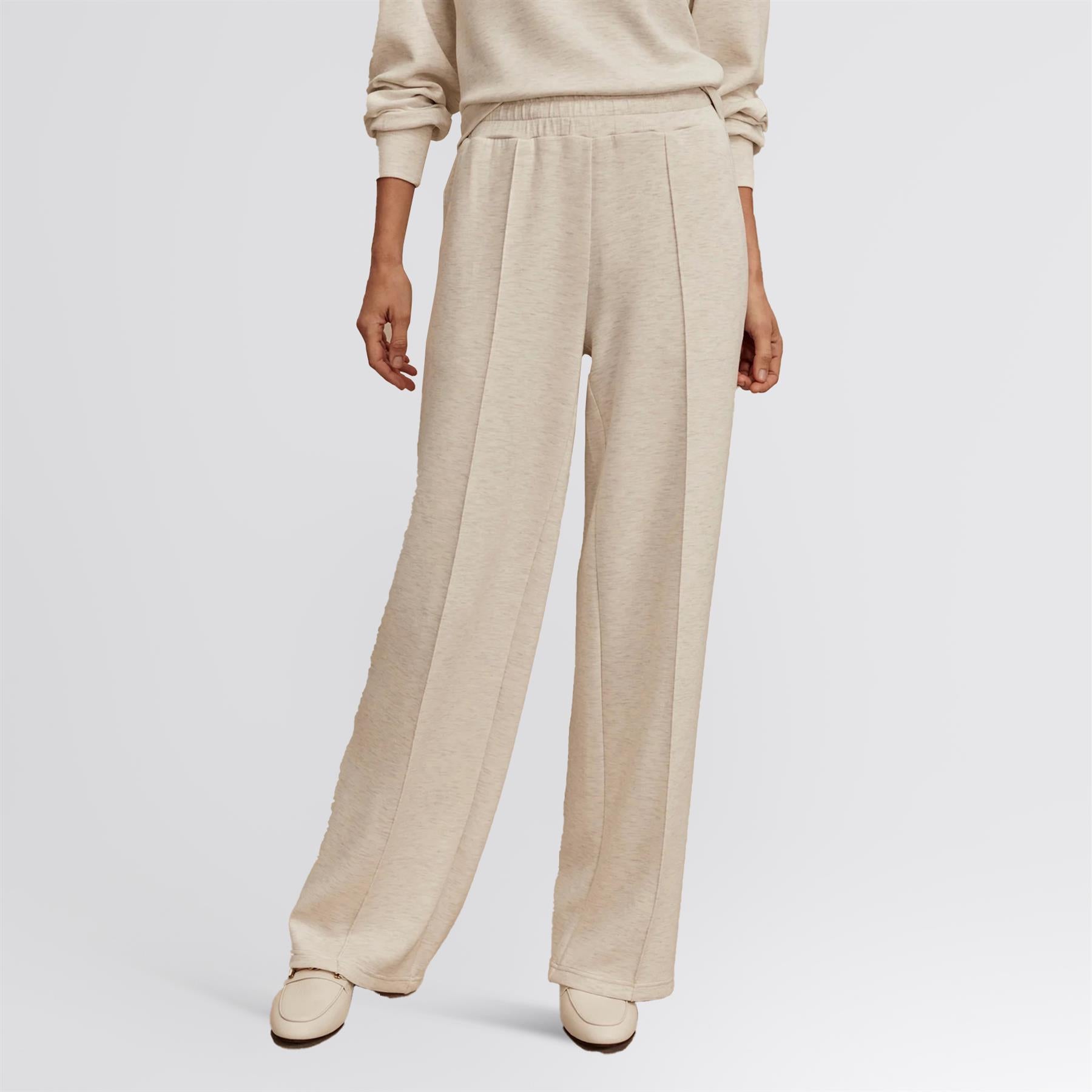 The Wide Leg 28-Inch Trousers Ivory Marl