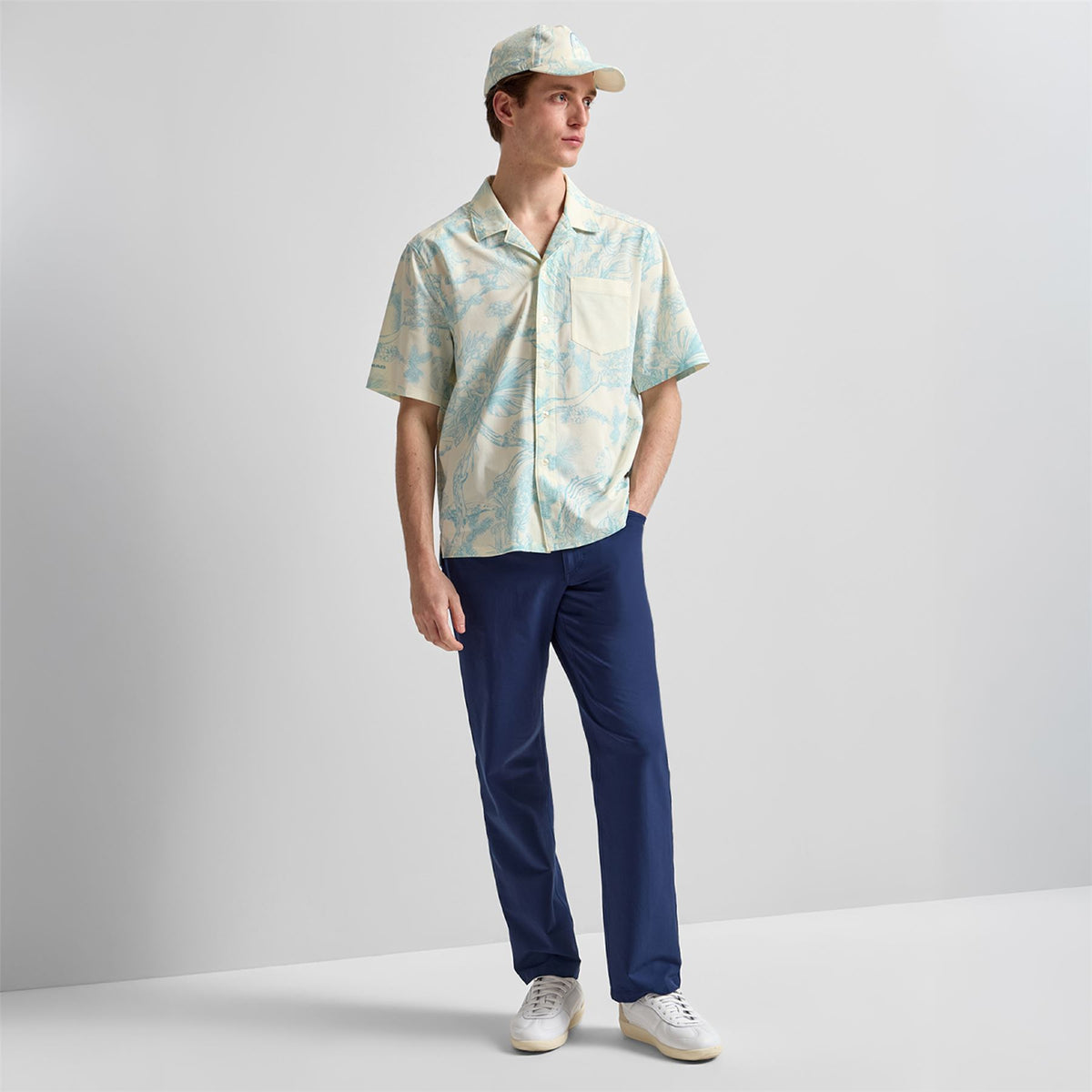 Short Sleeve Shirt Blue Botanical