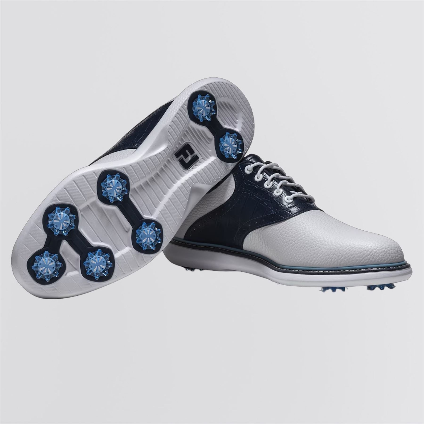 FJ Traditions Spiked Shoes White/Navy/Blue – TRENDYGOLF UK