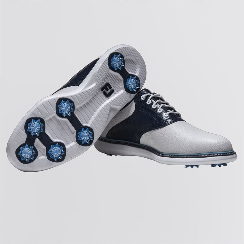 FJ Traditions Spiked Golf Shoes White/Navy/Blue