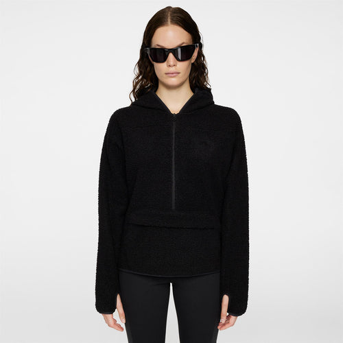 Delise Bonded Fleece Pile Hoodie Black
