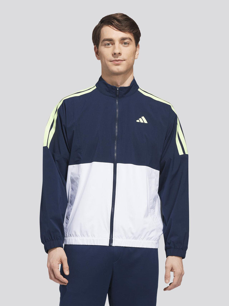 adidas Beyond The Course Twistweave Full-Zip Windbreaker in White/Collegiate Navy - main product view