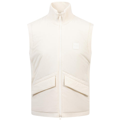 Dragone Knitted Wool Full Zip Gilet Open White - AW24