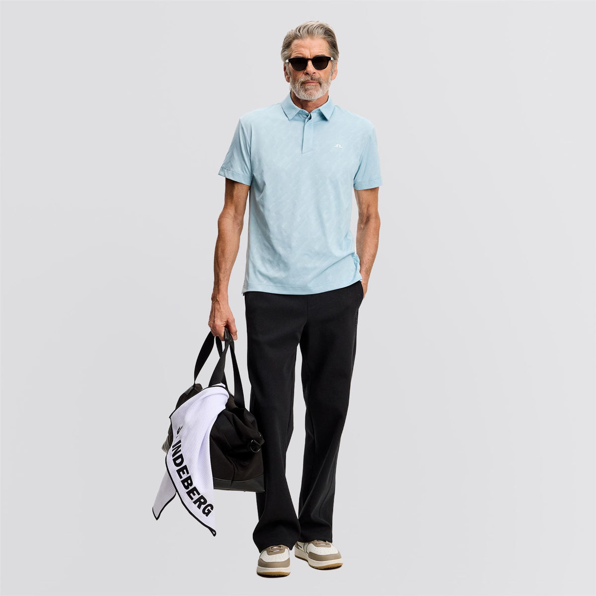Wilhelm Mesh Jacquard Polo Forget-Me-Not