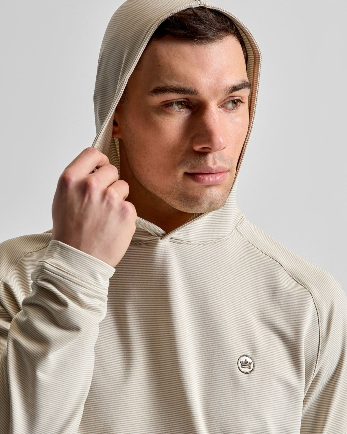 Pine Sugar Stripe Performance Hoodie Biscuit