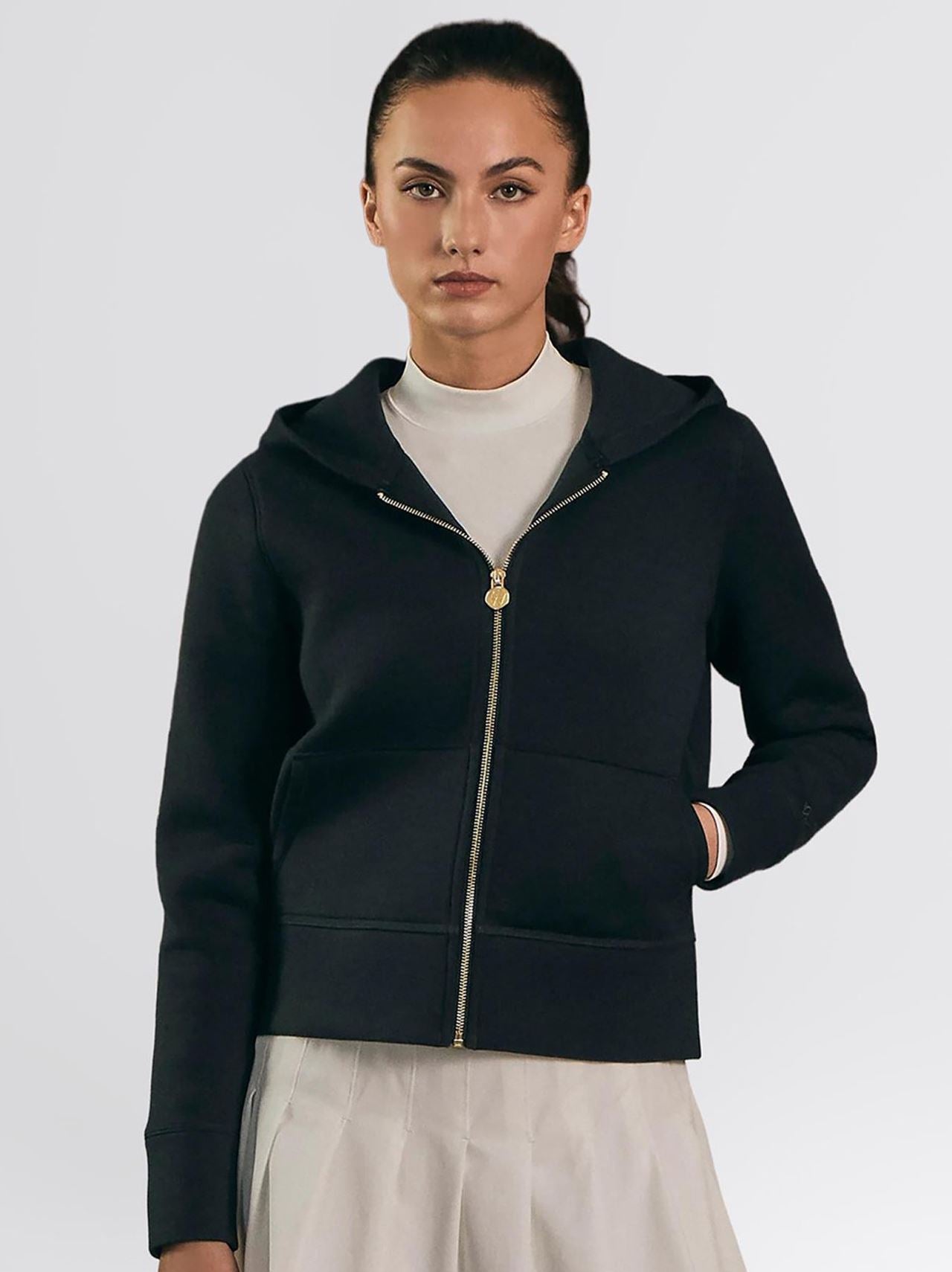 Amelie Zip Hoodie Black