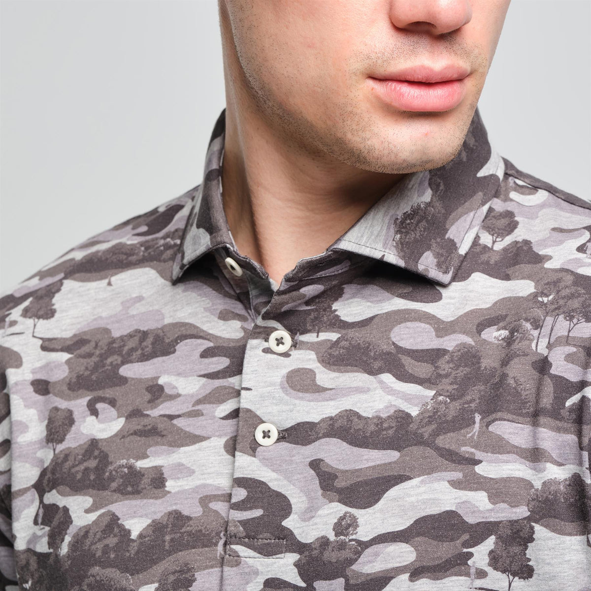 RLX Luxury Performance Jersey Polo Charcoal Grey Course Camo