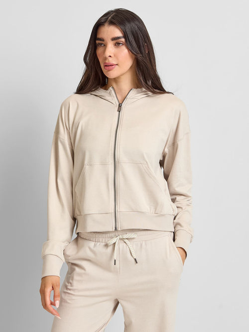 Halo Modern Full Zip Hoodie Ecru Heather