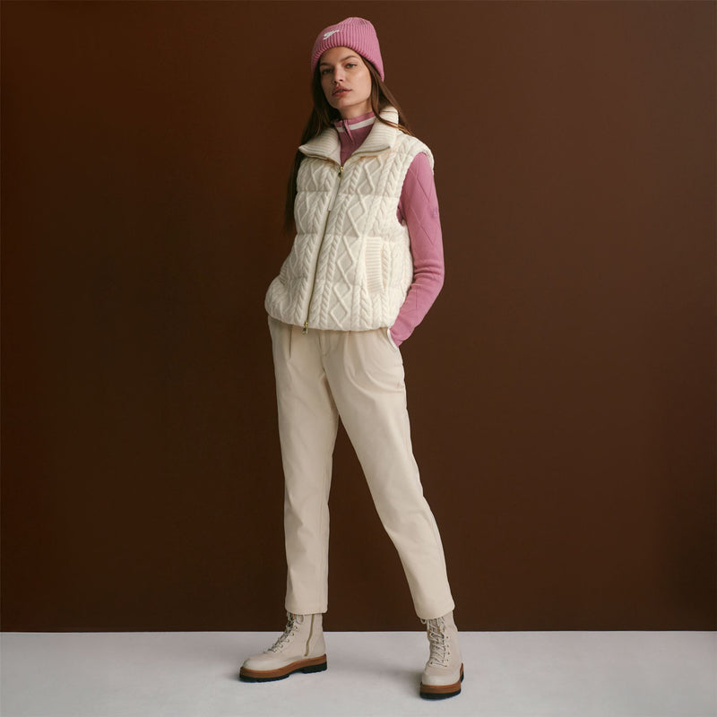 Irina Cable Knit Gilet Egret