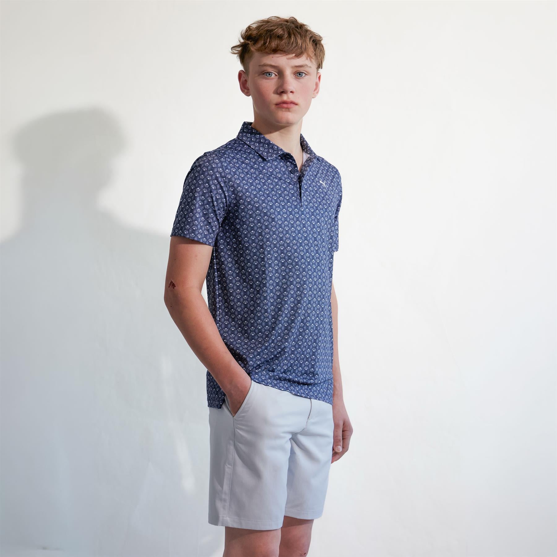 Boys Mattr Scallop Polo Shirt Deep Navy/White Glow
