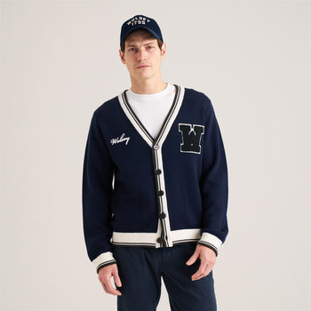 Golf Club Merino Wool Cardigan Navy
