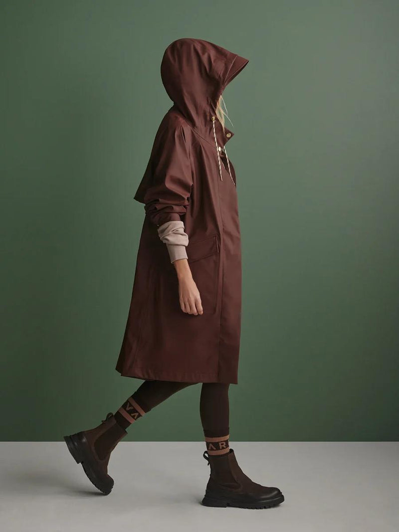 Tovera Long Rain Jacket Deep Mahogany