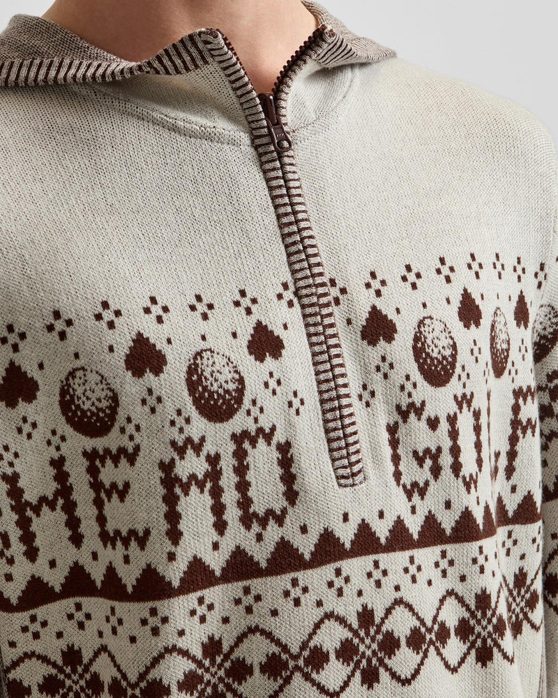 Knit Zip Hoodie Cream