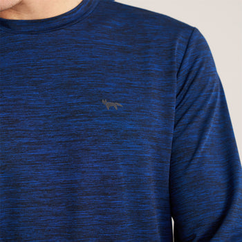 Long Sleeve Mesh Textured T-Shirt Navy