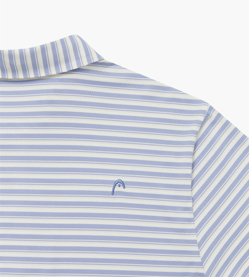 Engineer Stripe Polo Dusty Blue/White