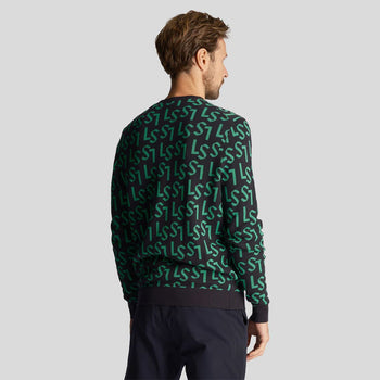 Monogram Knitted Crew Neck Dark Navy