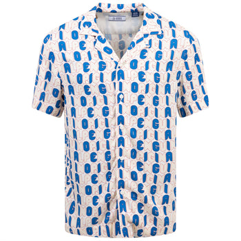 Archive Revere Collar Logo Print Shirt Bright White
