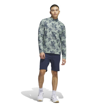 Go-To Printed Quarter Zip Mid Layer Silver Green
