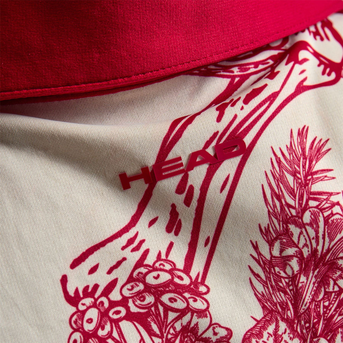 Tie Collar Top Red Botanical