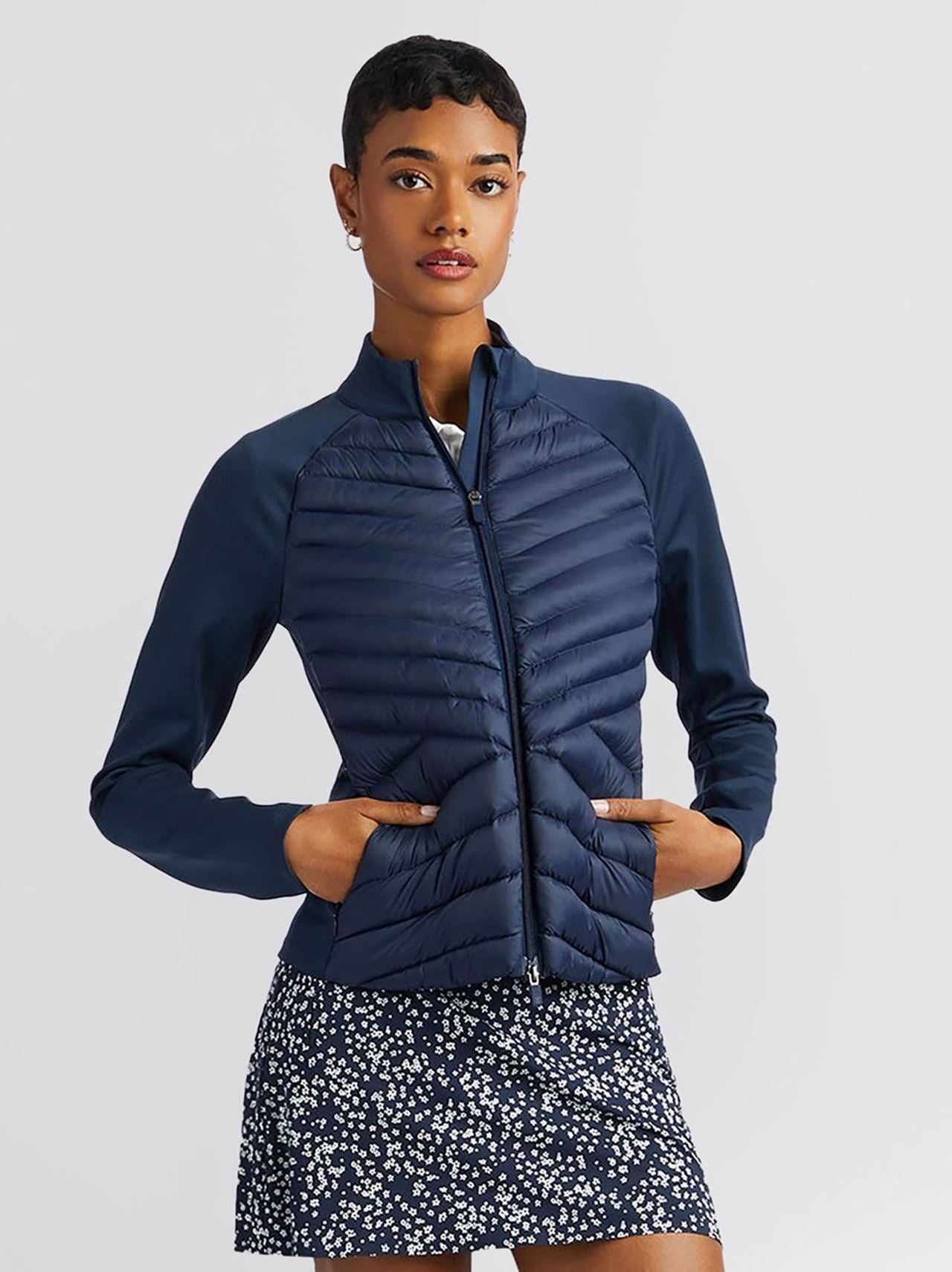 Quilted Nylon Interlock Hybrid Jacket Twilight
