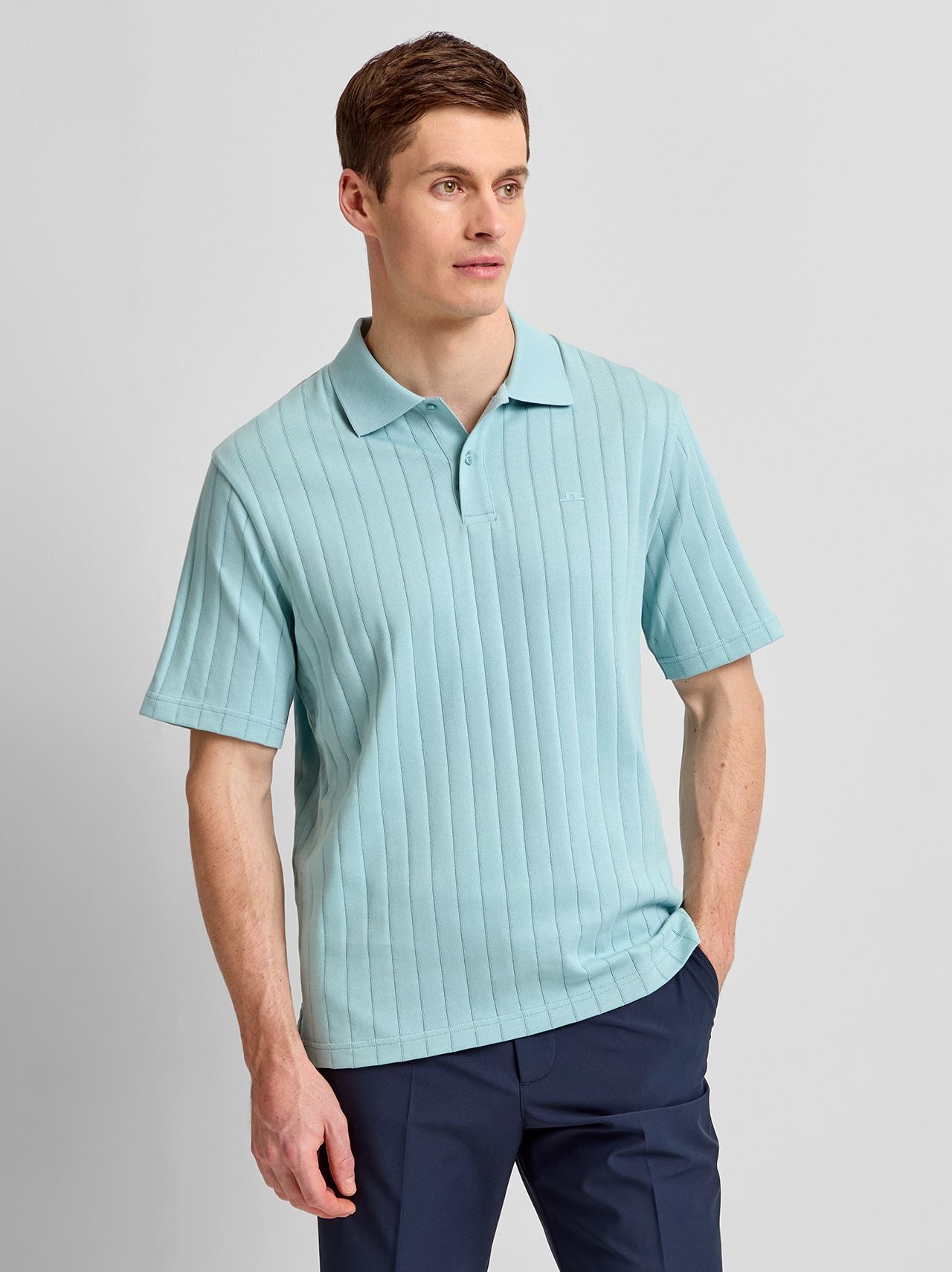 Simon Stripe Polo Forget-Me-Not