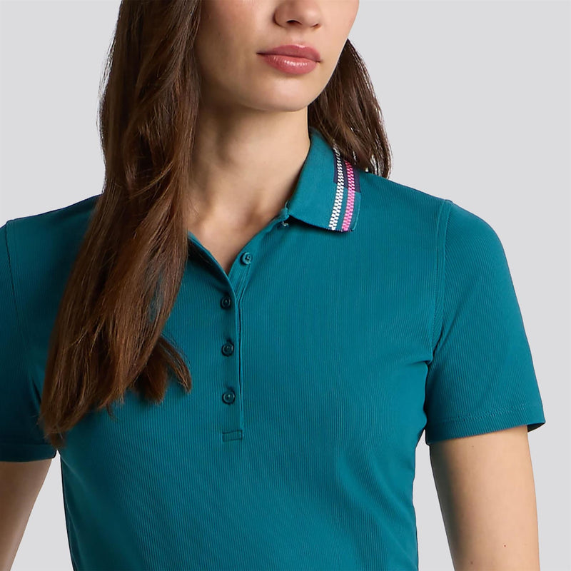 Ribbed Tech Nylon Polo Marine Teal