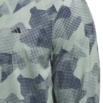 Go-To Printed Quarter Zip Mid Layer Silver Green
