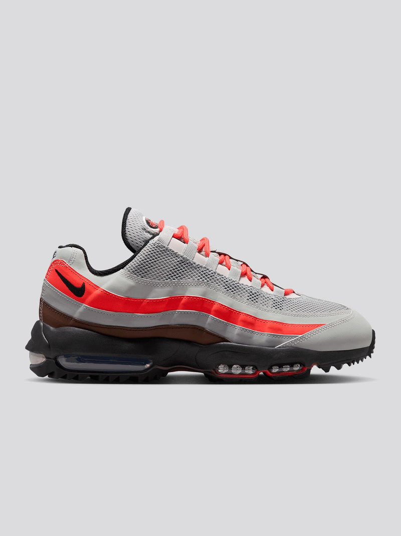 Nike Air Max '95 Spikeless Golf Shoes in Light Silver/Black/Light Smoke Grey - main product view