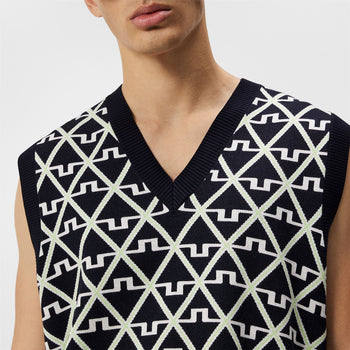 Elian Jacquard Knitted Vest Geo JL Navy