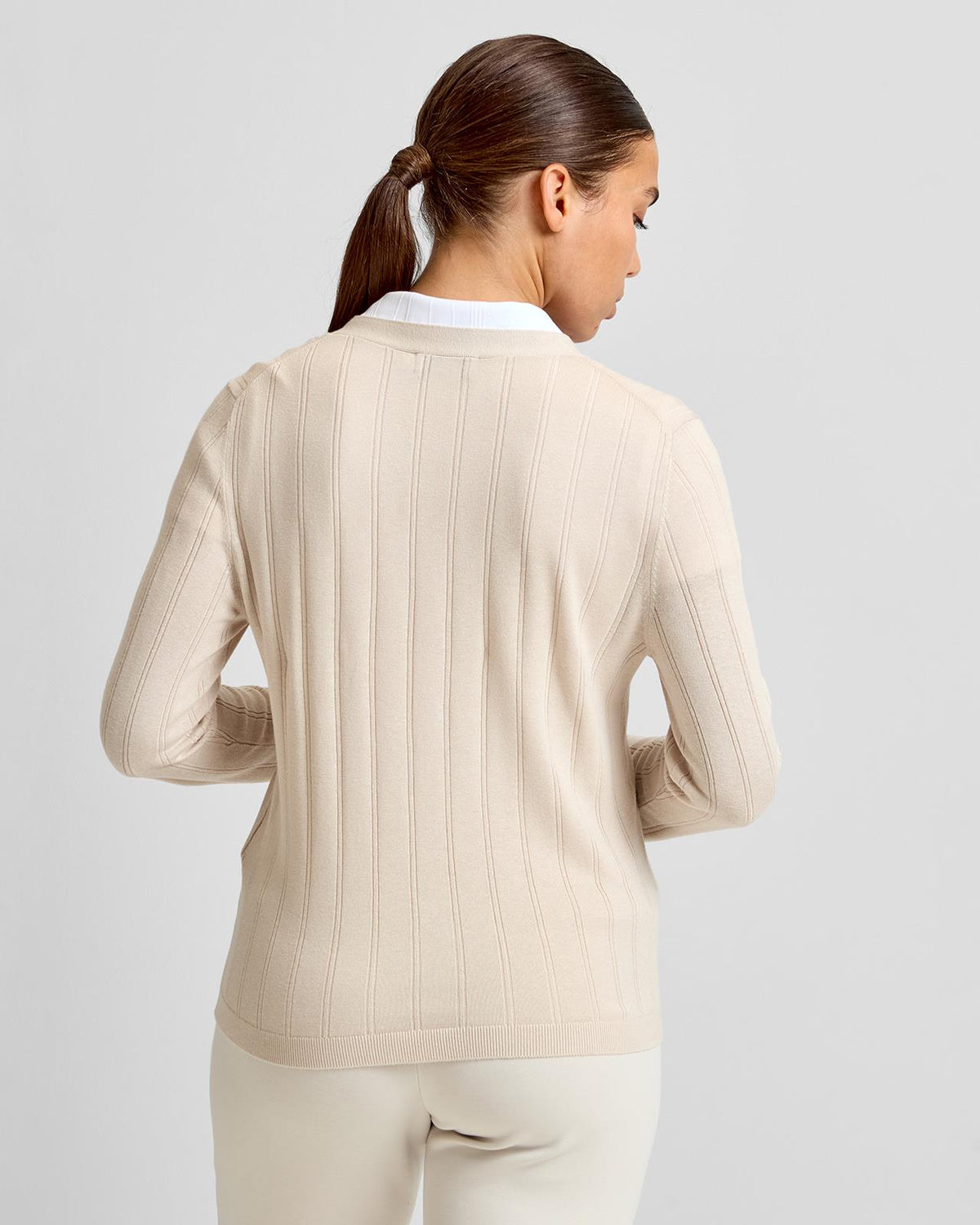 Vanja Wide Knit Rib Cardigan Moonbeam