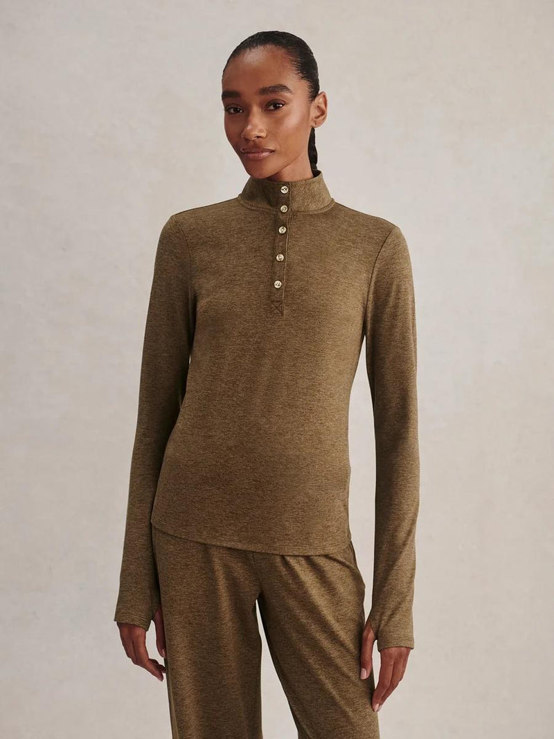 Nathaniel Long Sleeve Top Teak Olive Marl