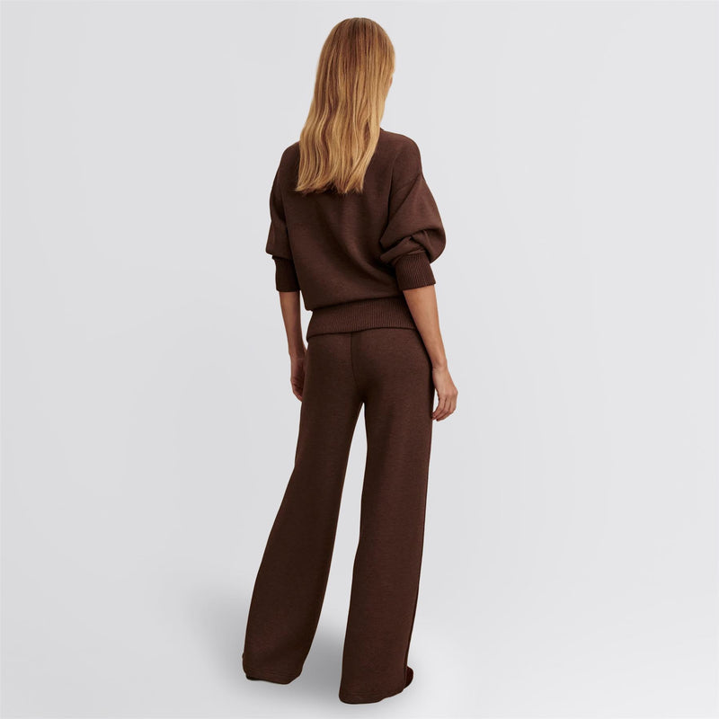 The Wide Leg 30 Inch Jogger Pant Coffee Bean Marl