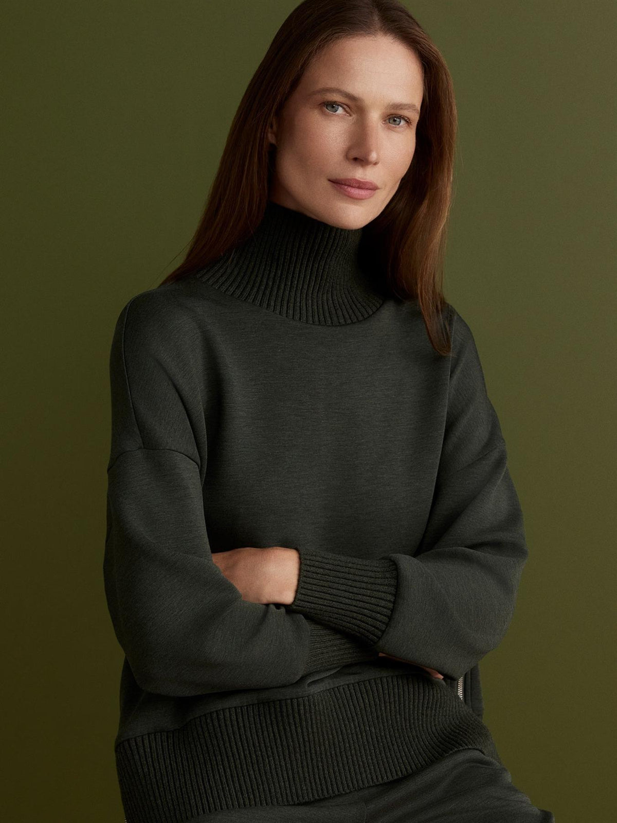 Barker High Neck Sweat Olive Marl