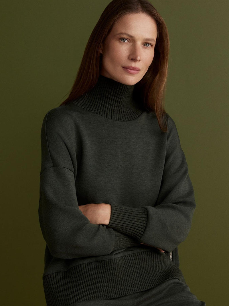 Barker High Neck Sweat Olive Marl