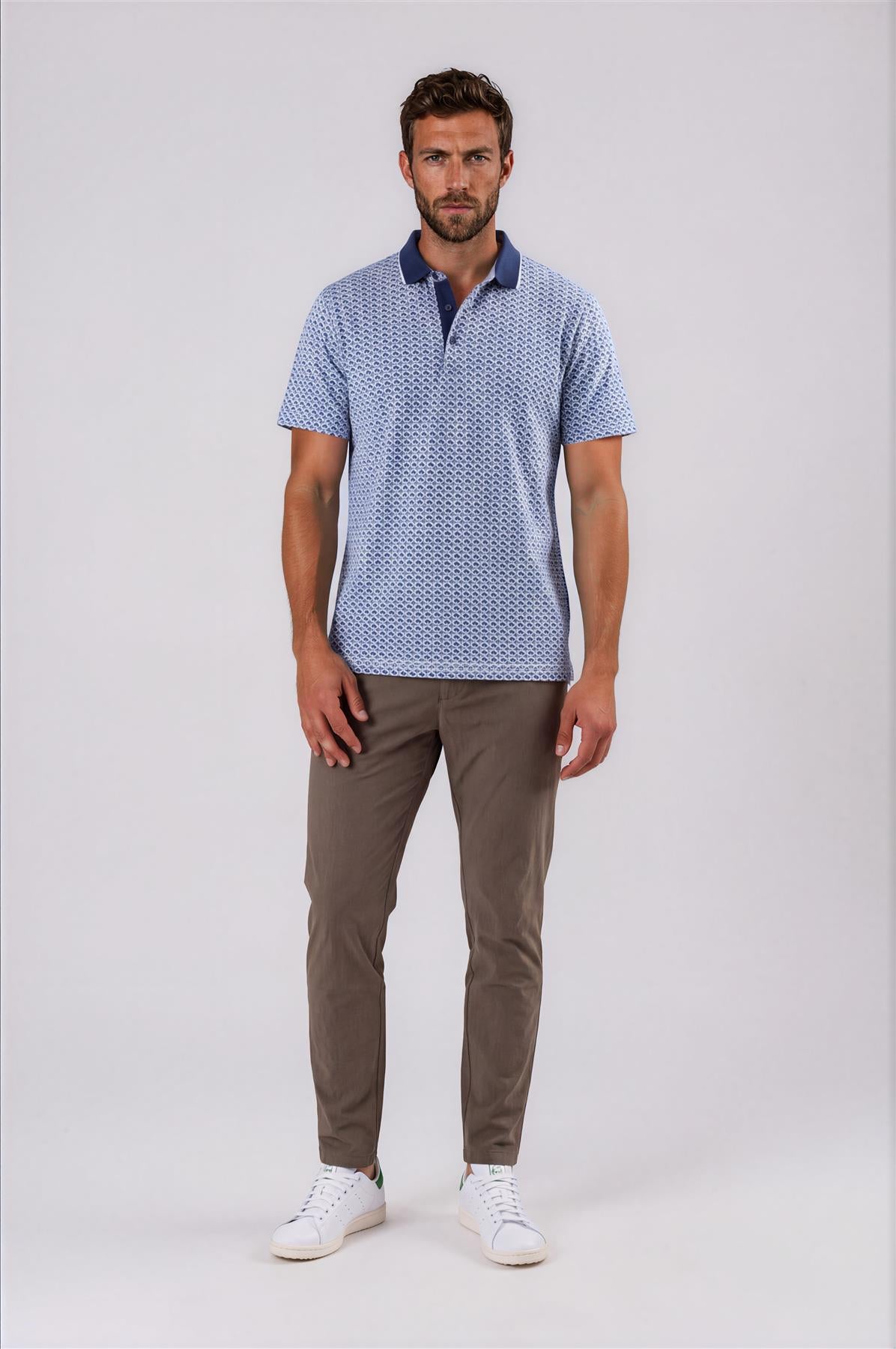 Mayberry Performance Polo Fawn Pennant Print