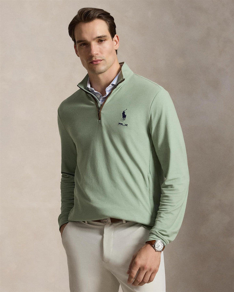 Mesh Quarter Zip Pullover Light Green