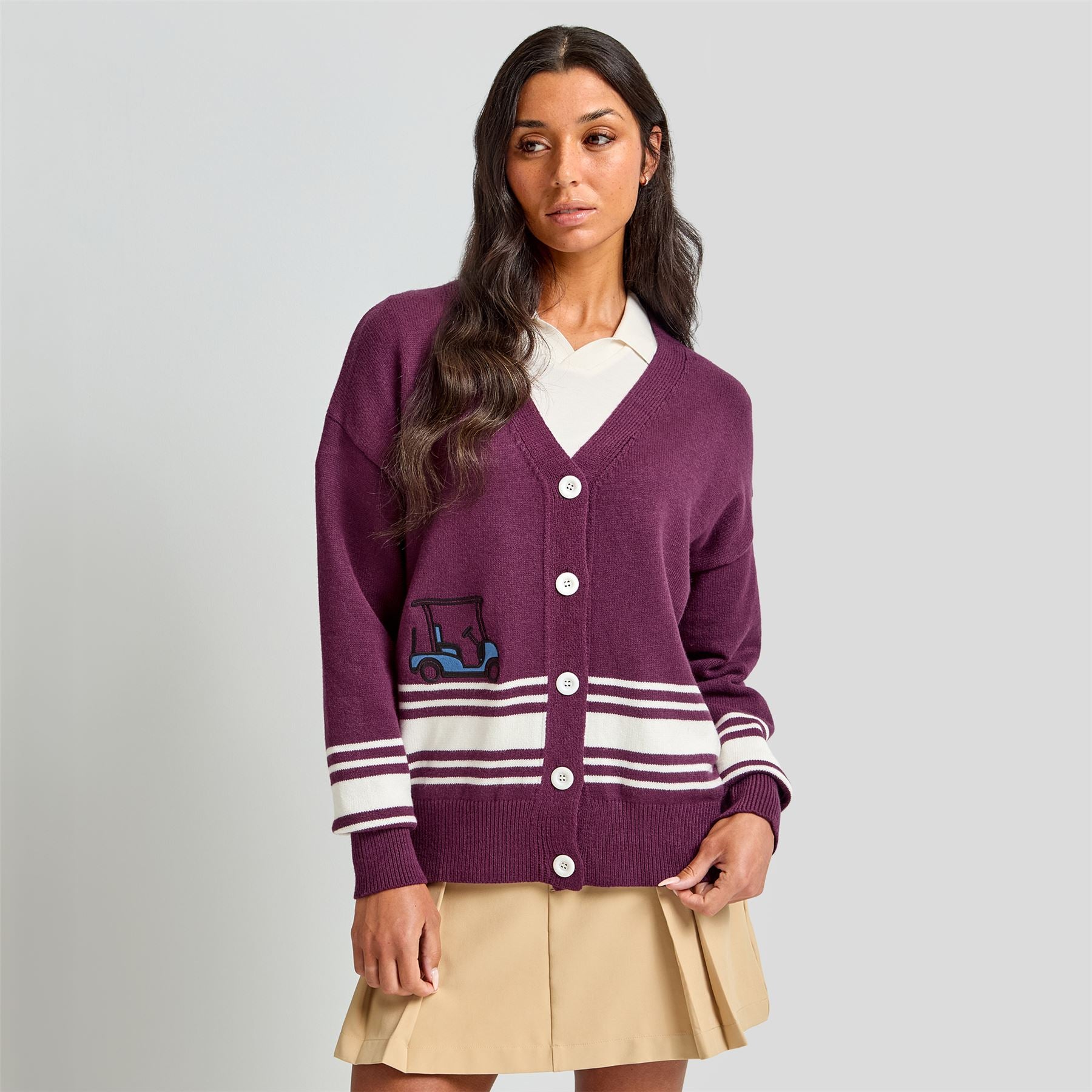 Sophie Cardigan Stripe Burgundy