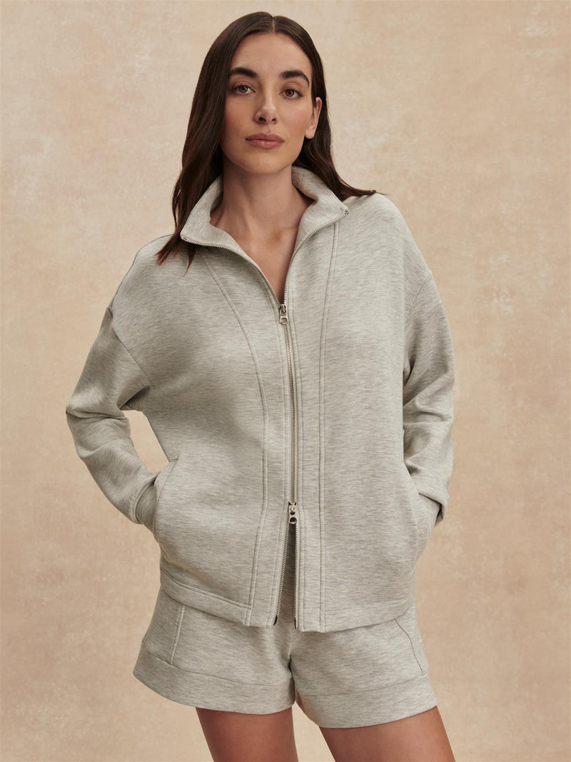 Arlene Zip Through Sweat Light Grey Marl