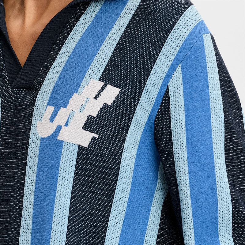 Silas Stripe LS Knit Polo JL Navy