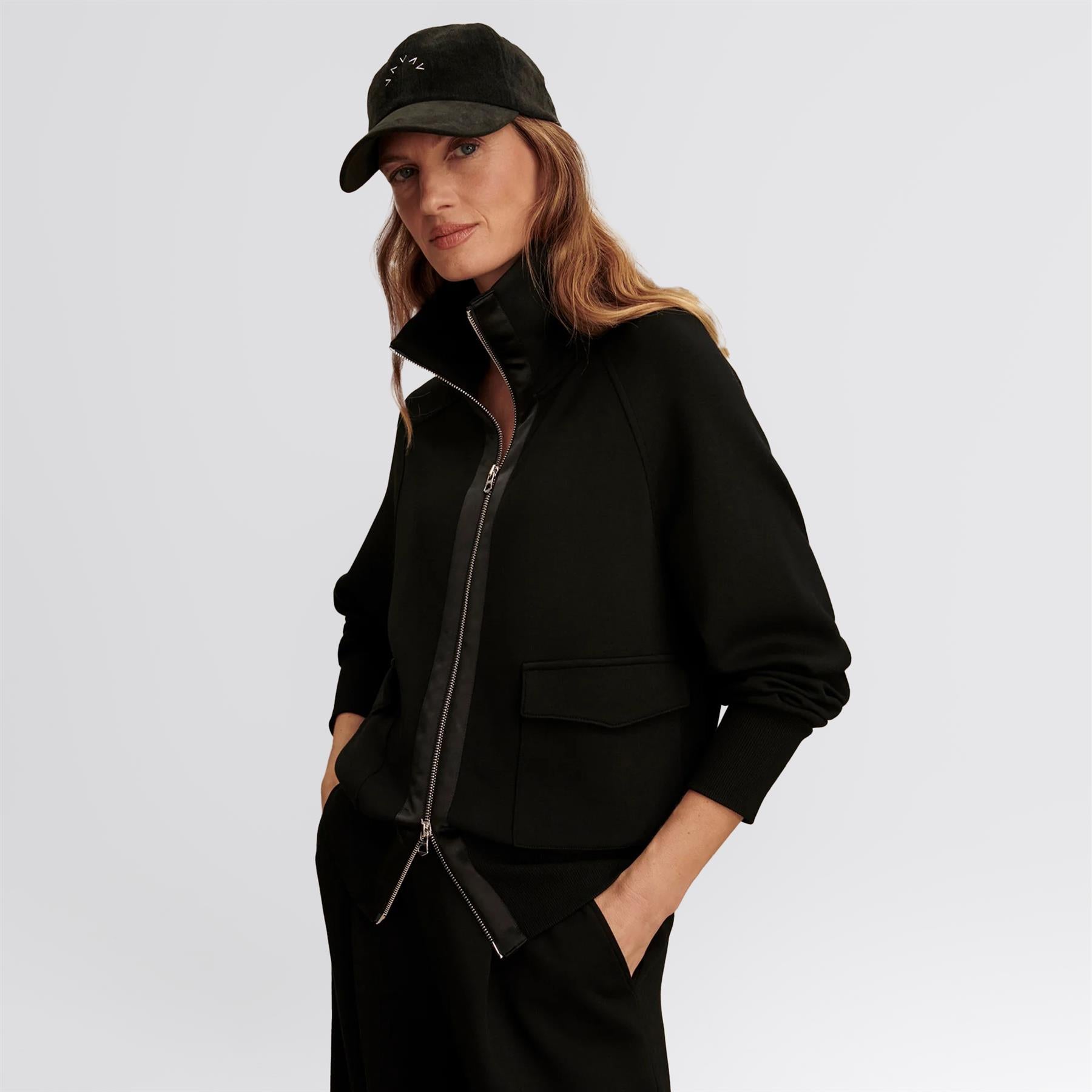 Roxbury Sweat Zip Through Black