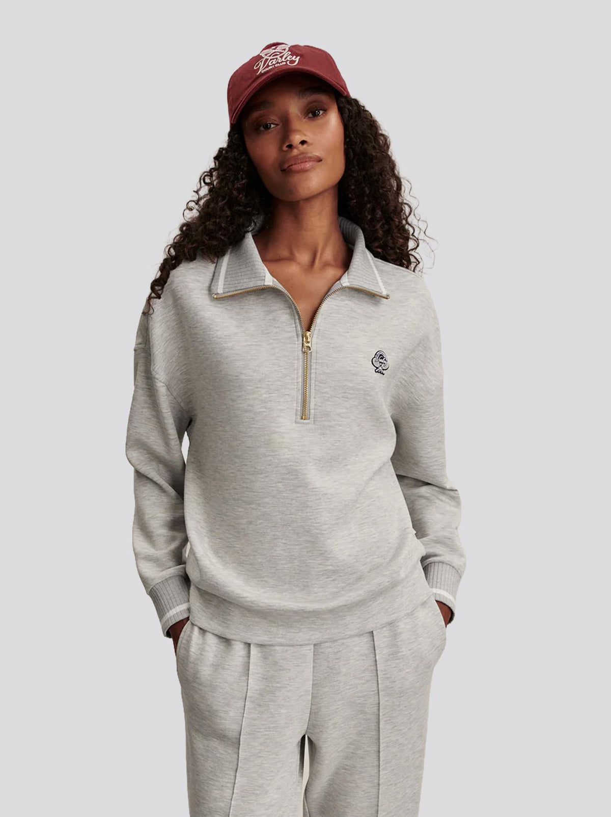 Bertie Half Zip Sweat Light Grey Marl