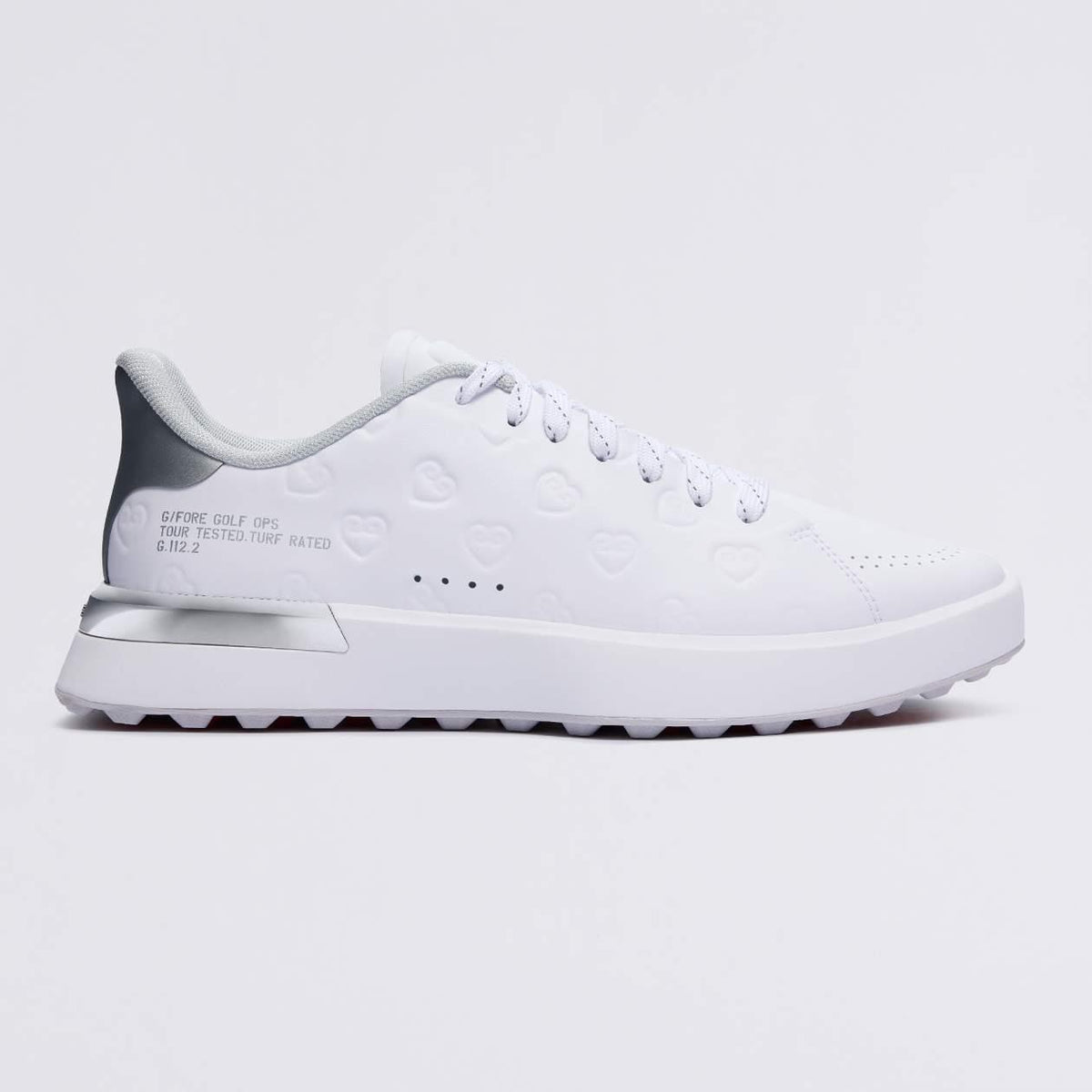 G.112 Embossed Heart G'S Spikeless Golf Shoes Snow/Silver
