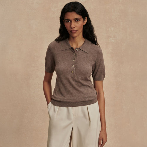 Toni Fine Knit Polo Cinder Marl