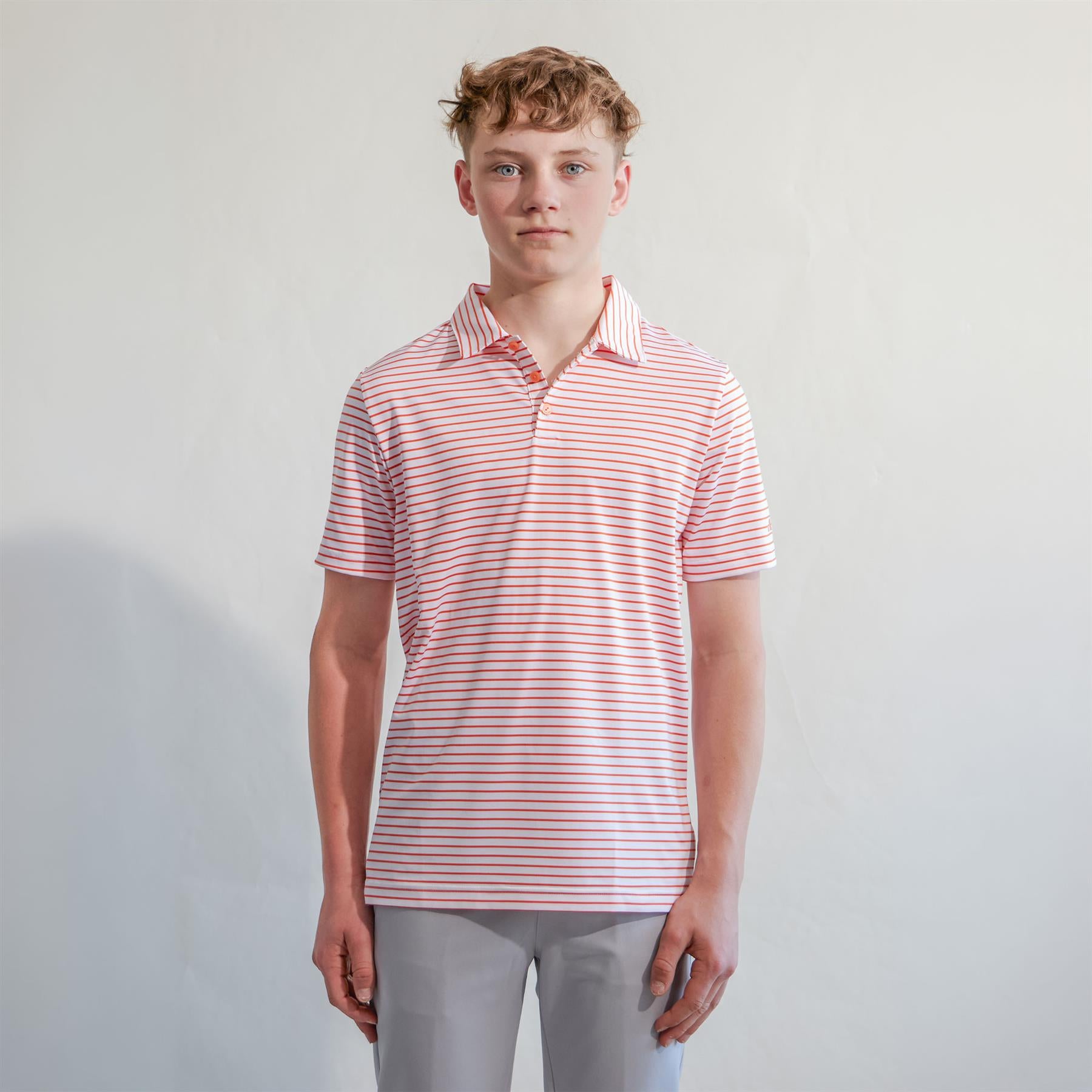 Boys Climacool Striped Polo Dusky Orange