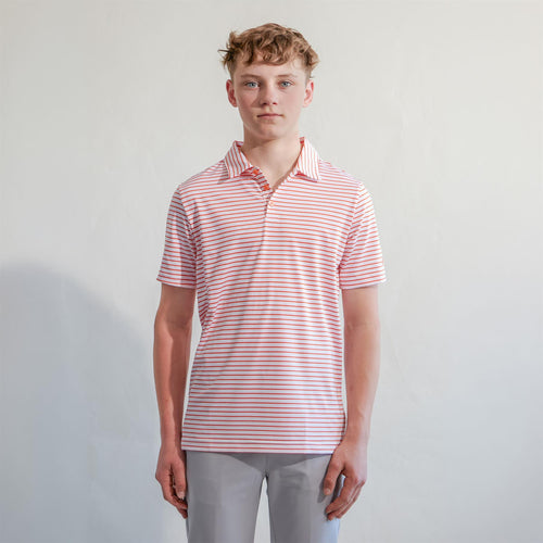 Boys Climacool Striped Polo Dusky Orange